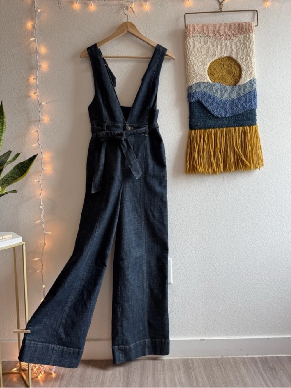 Anthropologie Pilcro and The Letterpress Jumpsuit Size 4 p Blue Denim Wide Leg